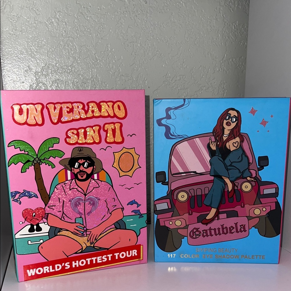 Colorful Pop Art Eyeshadow Palette Books - Bad Bunny & Karol G Bundle